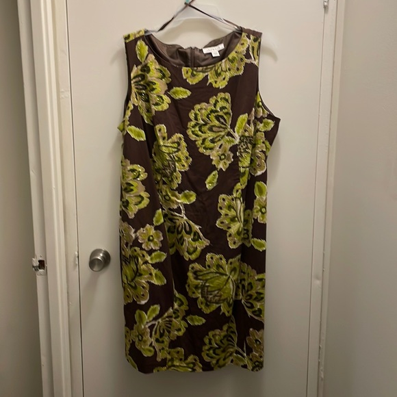 Laura Plus 24W brown/multi green beaded Dress - Picture 1 of 5